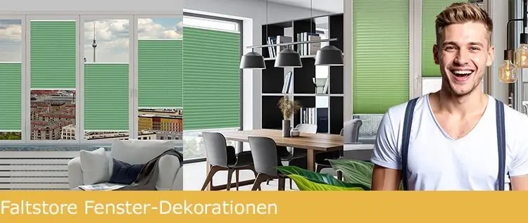 Faltstores Dekoration und Sichtschutz am Fenster
