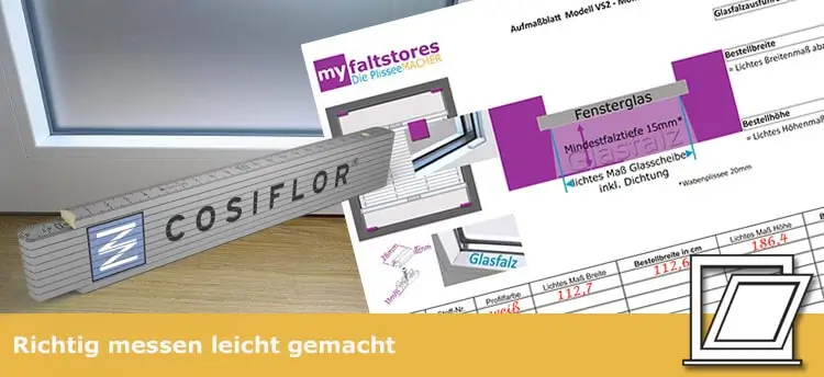 Faltstore ausmessen Glasfalzmontage