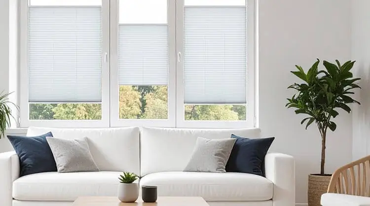 Plissee Fensterdekoration in Farbe weiß Esszimmer