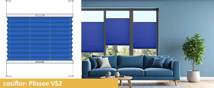 Plissee für Balkontür in Farbe blau