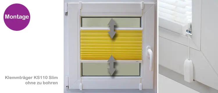 Plisseerollo zum Klemmen mit Klemmträger Slim