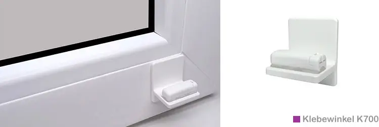 Plissee Montage Fensterrahmen mit Klebewinkel Plissee Klebewinkel K700 Fensterahmen