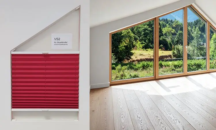 Plisseerollos kostengünstig für schräge Fenster