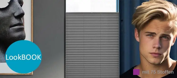 Plissee Stoff mit Dekor weiß gelb grau