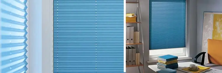 Plissee Vorhang Blaue Plissee Gardinen im Arbeitszimmer