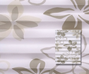 Plissee Isabella weiß, beige lichtdurchlässig/blickdicht Blumen Dekor, PG2