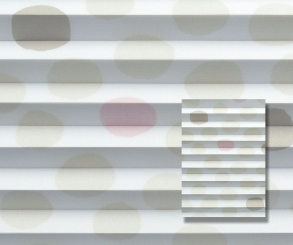 Plissee beige rosé weiß lichtdurchlässig blickdicht Muster Kreisen Dekor PG1