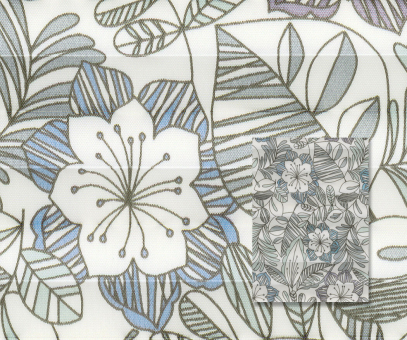 Plissee Isabella blau, grau-azur Dekoration/Sichtschutz/Dekorstoff PG2| Faltstore Plissee 310522 floral