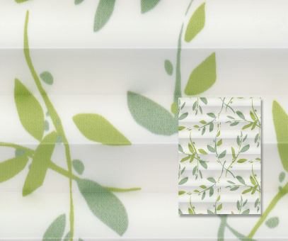 Plissee Rollo weiß/grün lichtdurchlässig blickdicht Dekor Plissee PG1 | Plissee Rollo 310711 Blumenranken grün